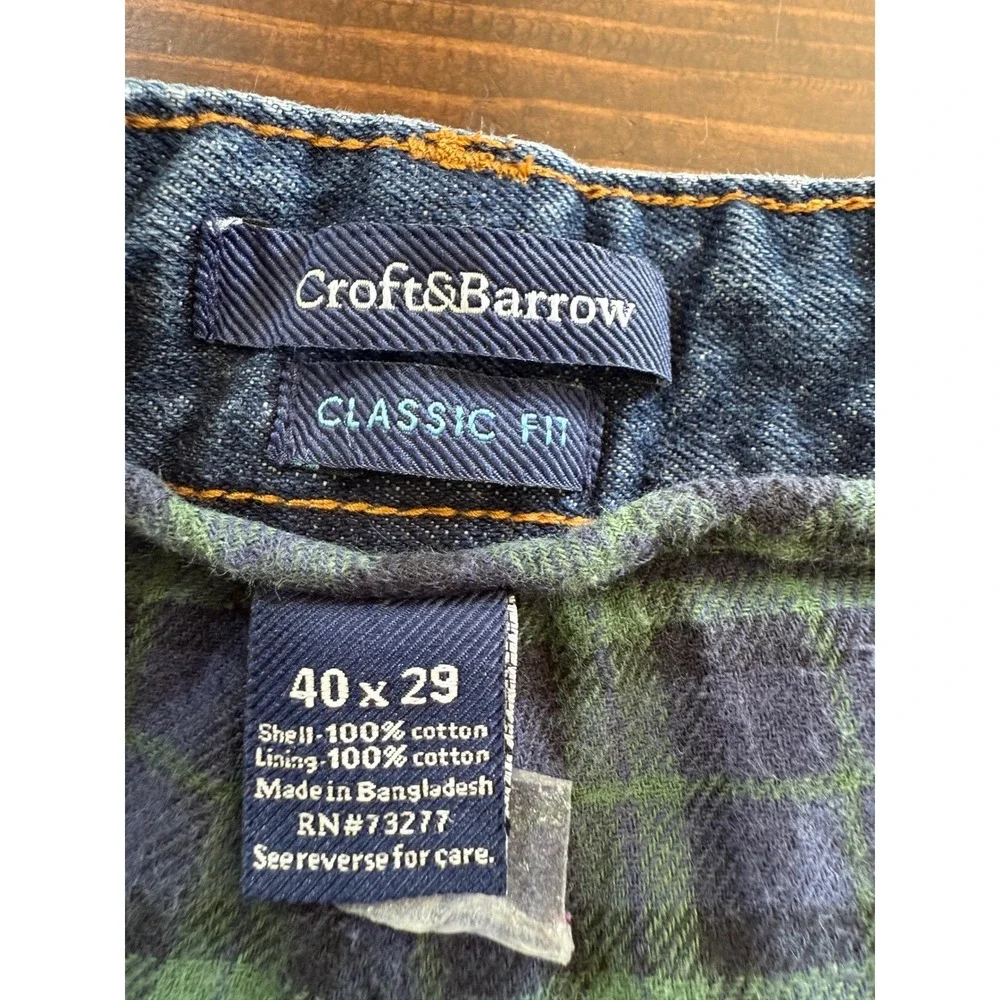 Croft & Barrow Mens‎ Flannel Lined Jeans 40x29 Blue Classic Fit Cotton Casual